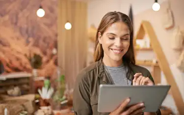 woman looking at a mobile device