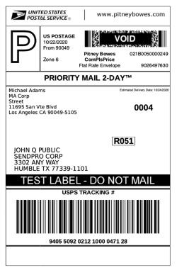 example of a label from an address label maker or label maker machine