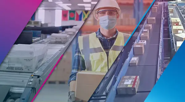 man carrying parcel with hard hat on